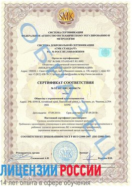 Образец сертификата соответствия Магадан Сертификат ISO 22000